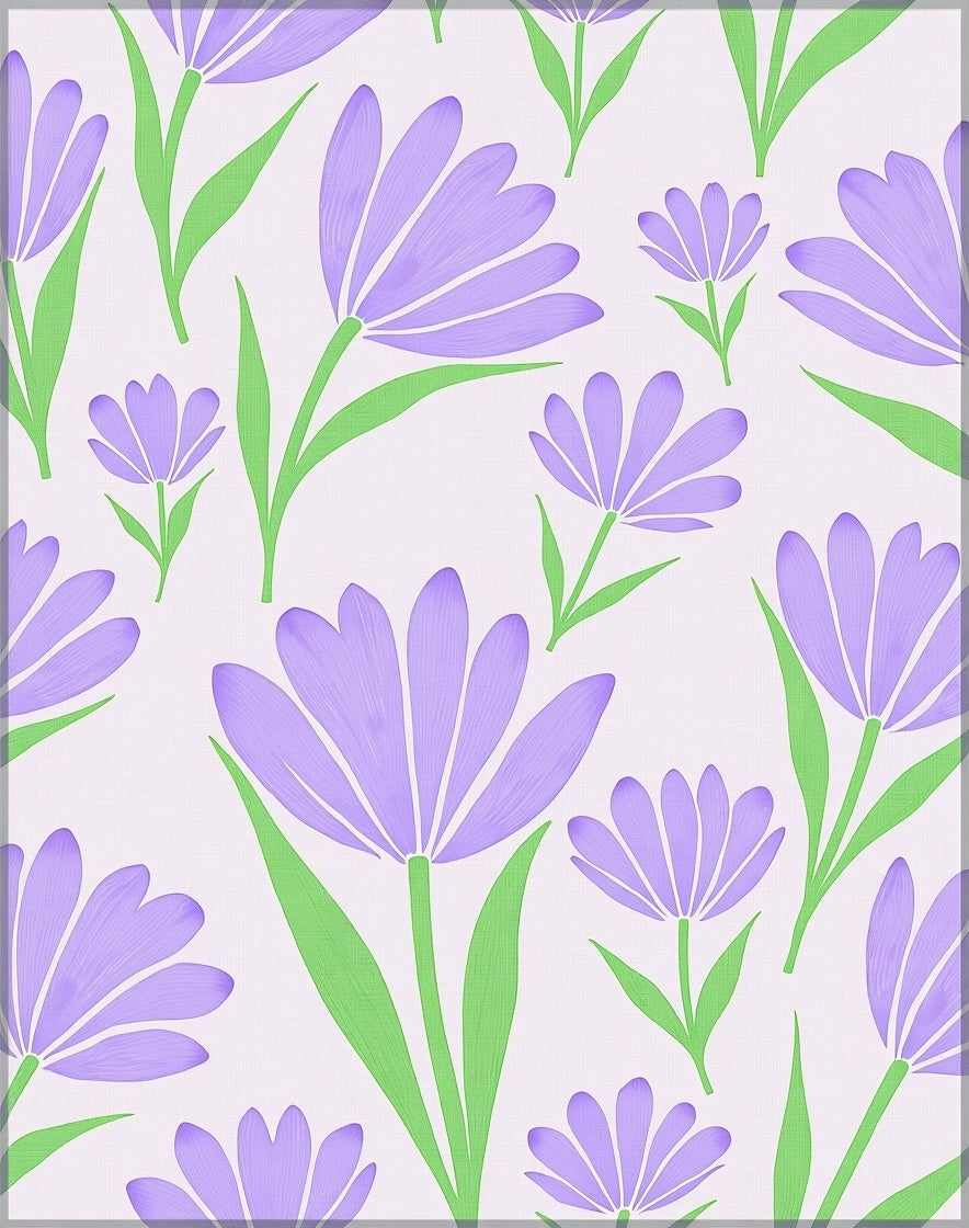 Lavender Floral Pattern Rug