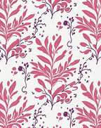 Pink Leaf Branch Pattern Design Rug