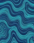 Flowing Aqua Blue Abstract Lines Rug