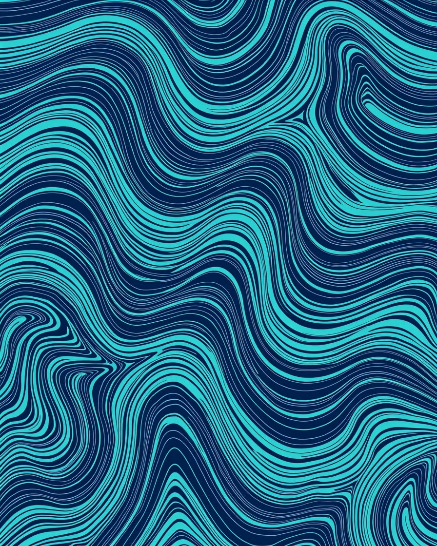 Flowing Aqua Blue Abstract Lines Rug
