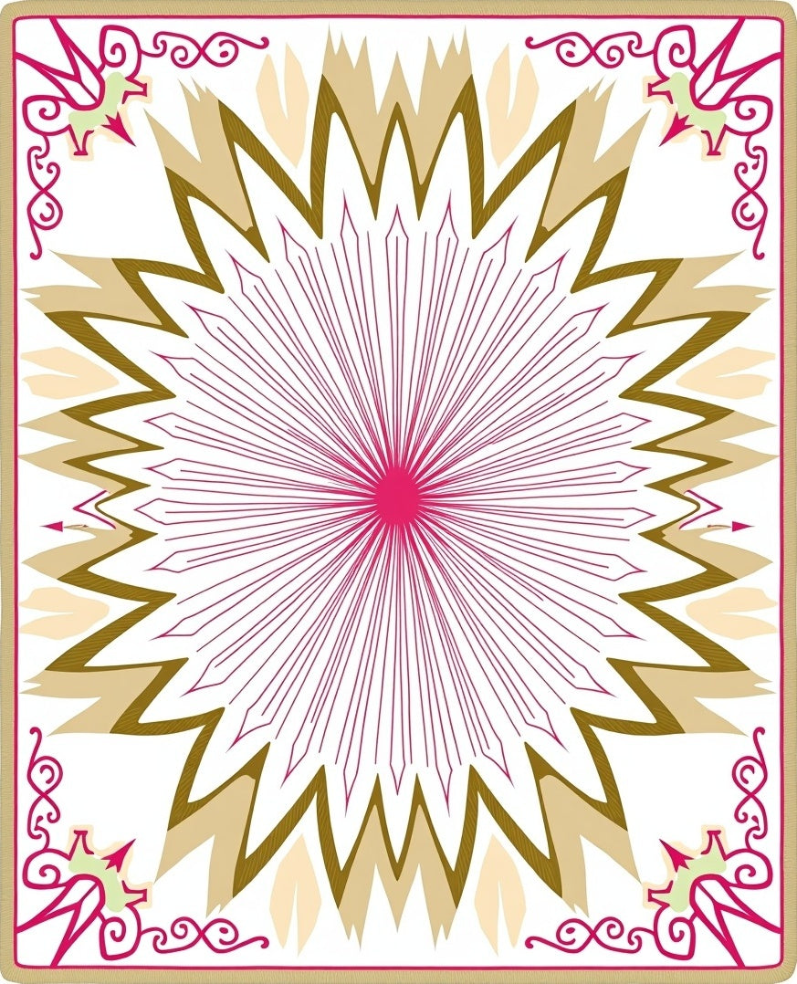 Radial Starburst Pattern with Whimsical Corners Rug