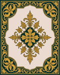 Ornate Golden Floral Border Design Rug