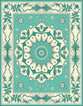Teal Floral Mandala Medallion Design Rug