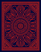 Radiant Red Sunburst Tribal Pattern Rug