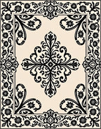 Classic Floral Scrollwork Damask Design Rug