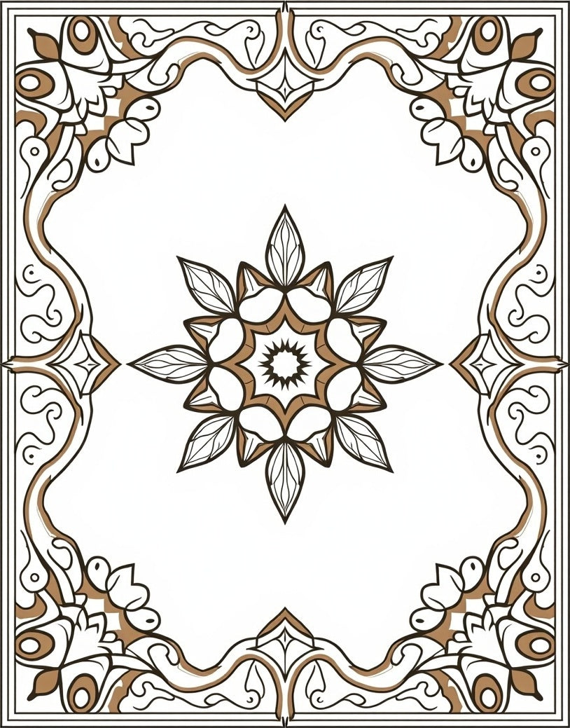Intricate Floral Border Mandala Design Rug