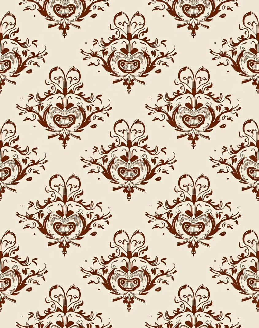 Vintage Scrolling Floral Damask Pattern Rug