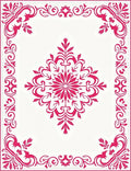 Elegant Magenta Floral Medallion Corner Rug