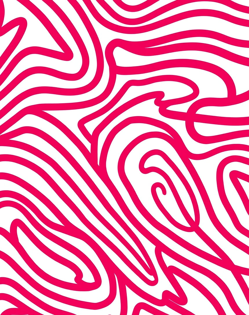Vibrant Pink Swirl Abstract Line Art Rug