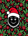 Festive Black Red Berry Floral Rug