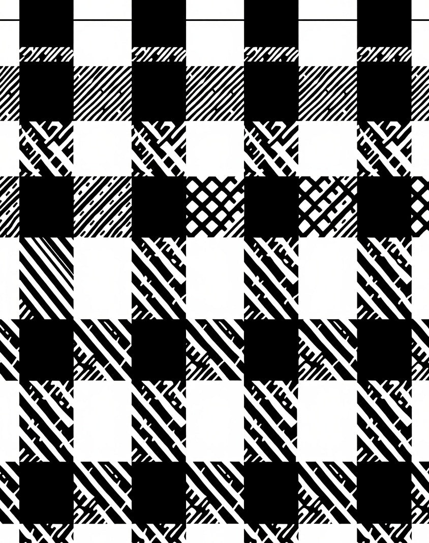 Black and White Checkered Pattern Rug