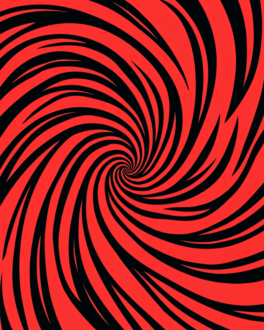 Red Black Swirl Illusion Rug