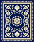 Elegant Floral Vine Cream Navy Rug