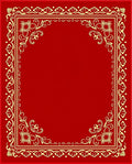 Red Gold Ornate Floral Border Rug
