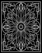 Black White Floral Mandala Rug
