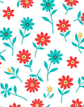 Red Teal Flower Pattern Design Rug
