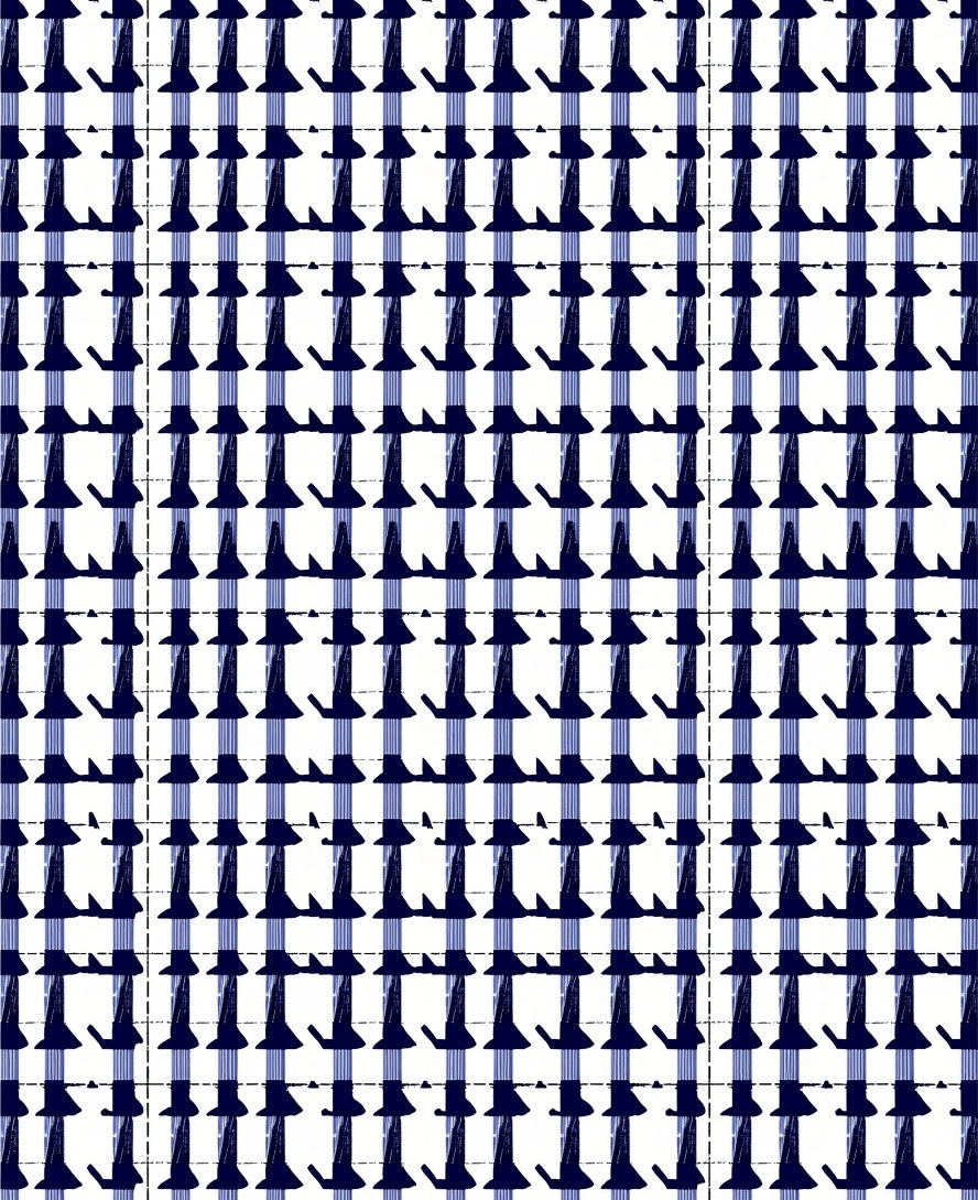 Indigo White Checkered Graphic Pattern Rug