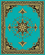 Ornate Black Gold Starburst Design Rug