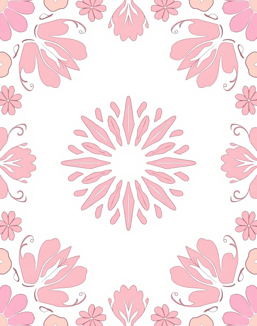 Pink Floral Mandala Pattern Rug