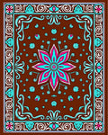 Bold Floral Medallion With Geometric Border Rug