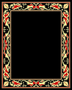 Regal Red Gold Foliage Border Rug