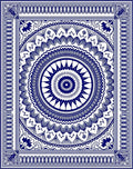 Intricate Blue Floral Mandala Design Rug