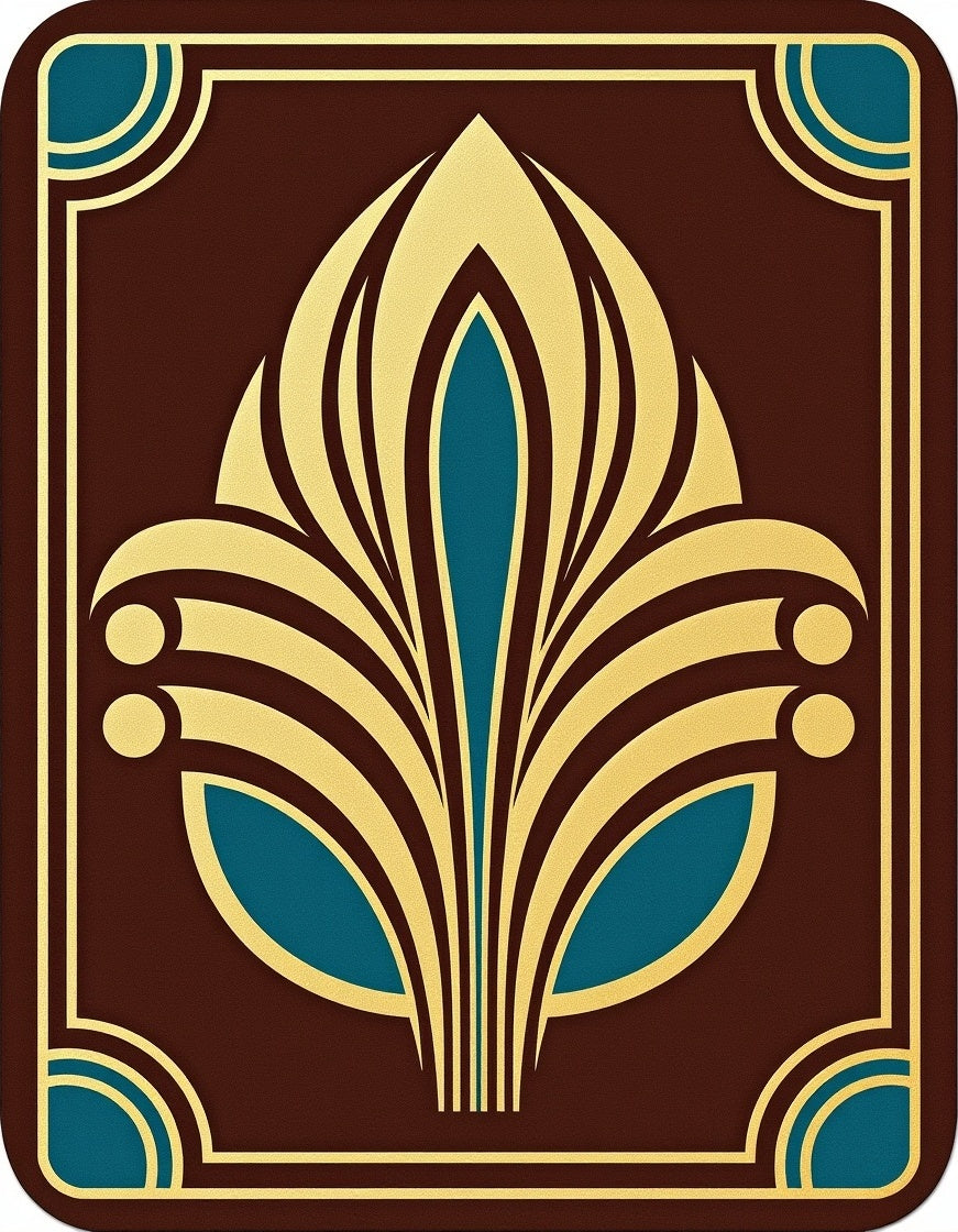 Art Deco Fan Pattern Brown Gold Rug