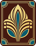Art Deco Fan Pattern Brown Gold Rug