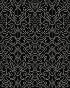 Ornate Grey and Black Damask Pattern Rug