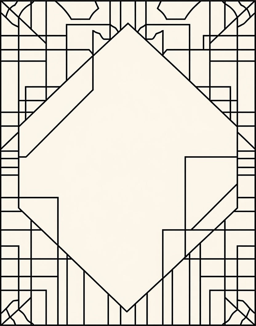Art Deco Diamond Geometric Black Outline Rug