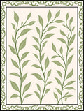 Elegant Green Leaf Vine Pattern Rug