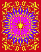 Vibrant Mandala Floral Star Design Rug