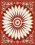 Floral Starburst Red Cream Design Rug
