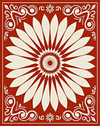 Floral Starburst Red Cream Design Rug