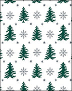 Forest Green Christmas Trees Snowflakes Rug