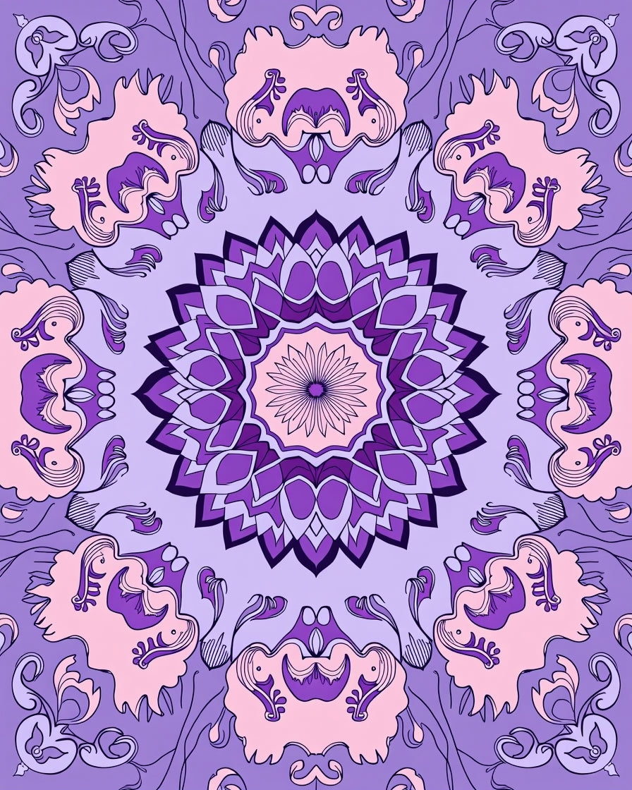 Floral Mandala Symmetry Pattern Rug