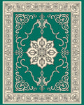 Elegant Teal Floral And Scrollwork Pattern Rug