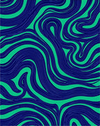 Organic Swirl Navy and Green Pattern Rug