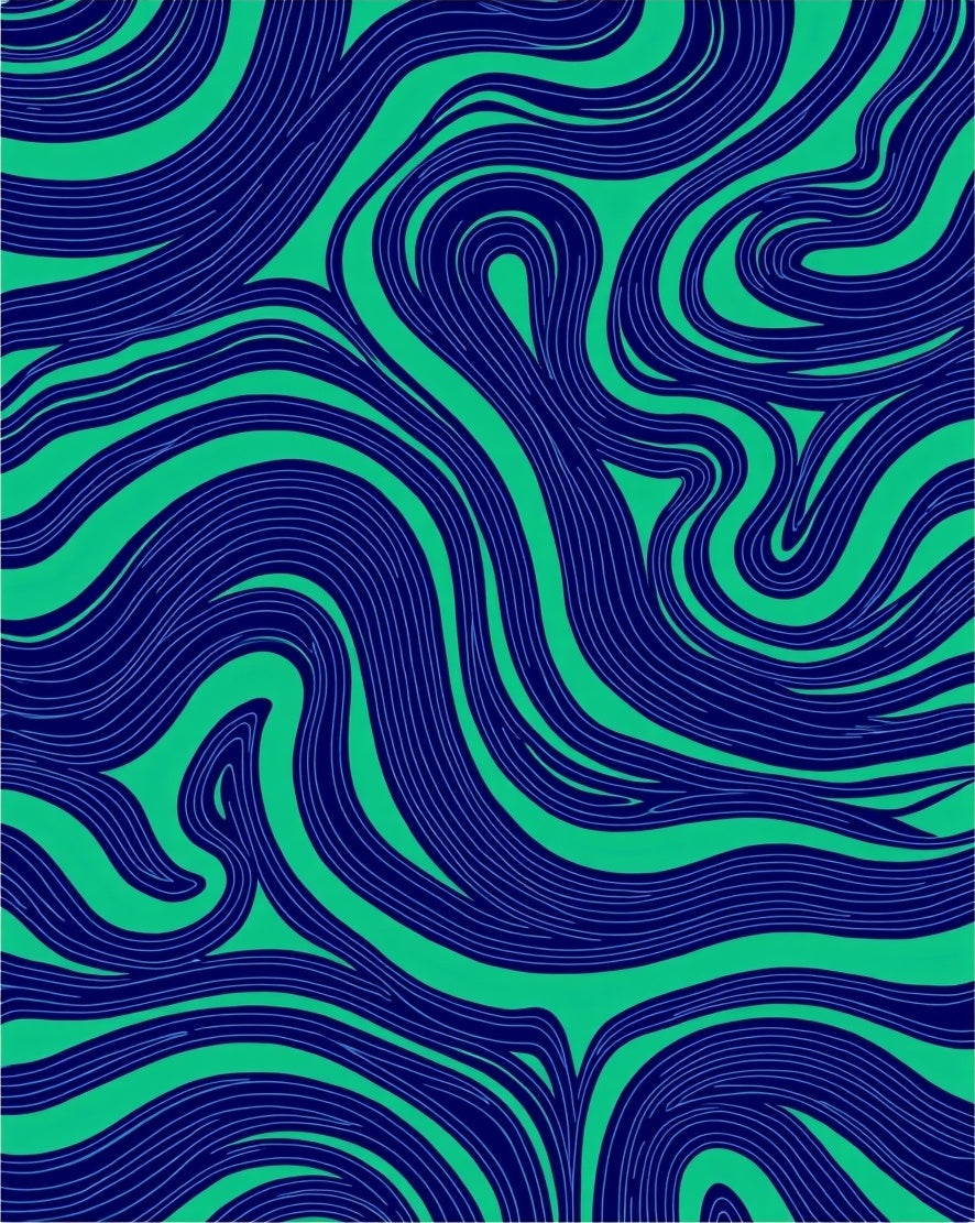 Organic Swirl Navy and Green Pattern Rug