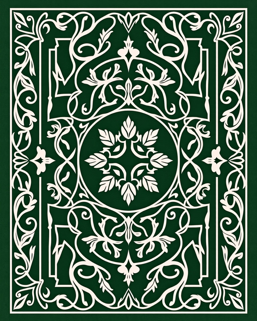 Emerald White Intricate Floral Pattern Rug