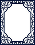 Elegant Ornate Dark Blue Scrollwork Rug