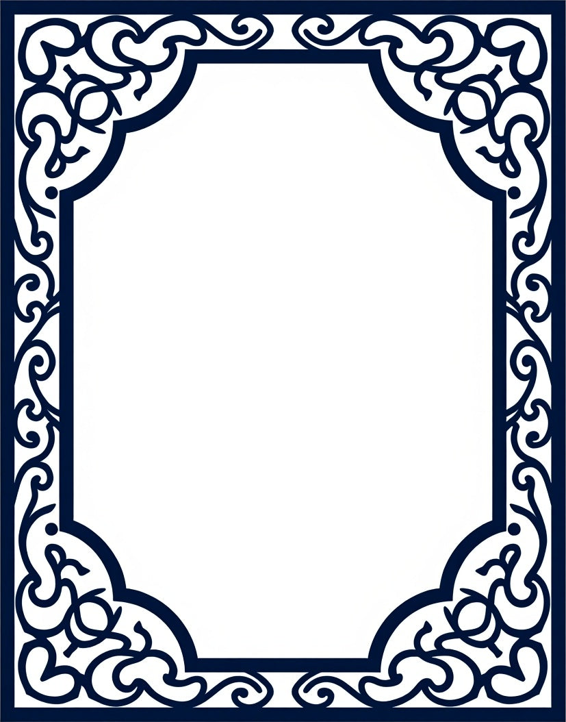 Elegant Ornate Dark Blue Scrollwork Rug