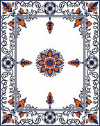 Ornate Floral And Leaf Border Rug