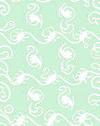 Mint Green Swirl Botanical Pattern Rug