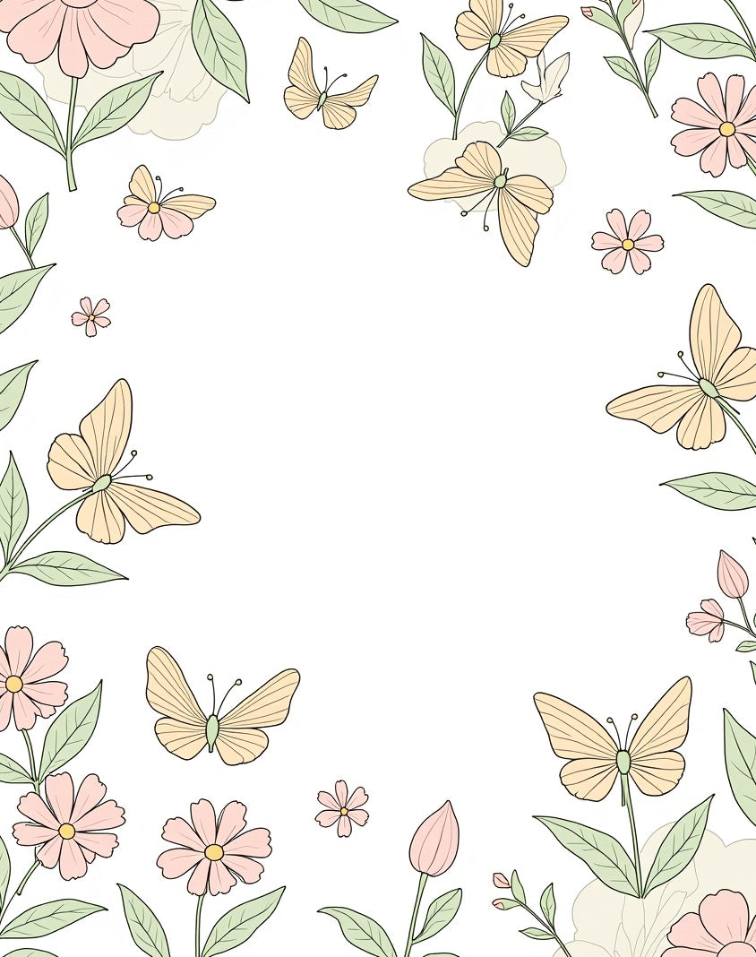 Pastel Butterflies Floral Garden Pattern Rug