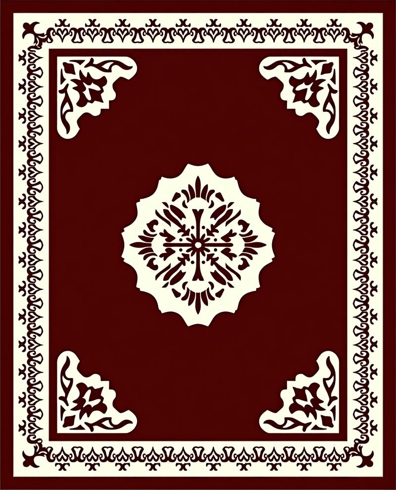 Ornate Floral Medallion Border Design Rug