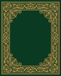Ornate Gold Green Filigree Border Rug