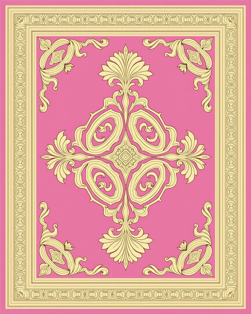 Ornate Floral Border With Centerpiece Rug
