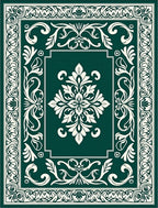 Elegant Floral Scrollwork Border Design Rug