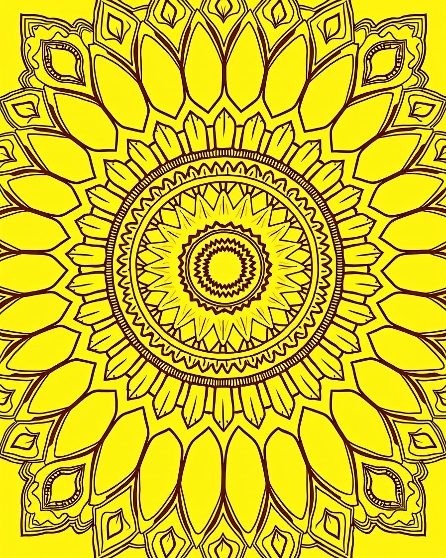 Radiant Yellow Sunflower Mandala Design Rug